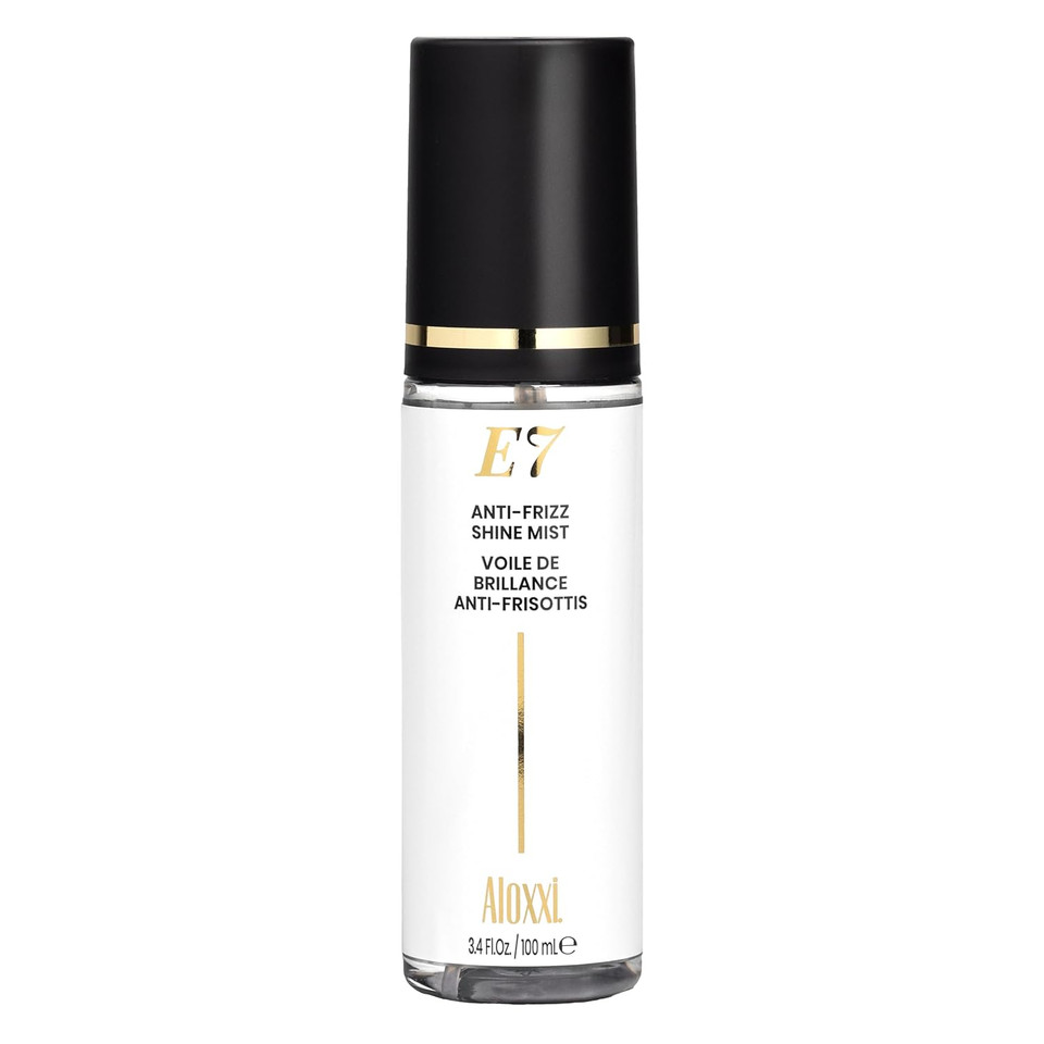 Aloxxi E7 Anti-Frizz Shine Mist, Dry Oil Hair Mist With 7 Essential Oils, Tames Frizz & Boosts Radiance, Safe For Color-Treated Hair, 3.4 Fl Oz