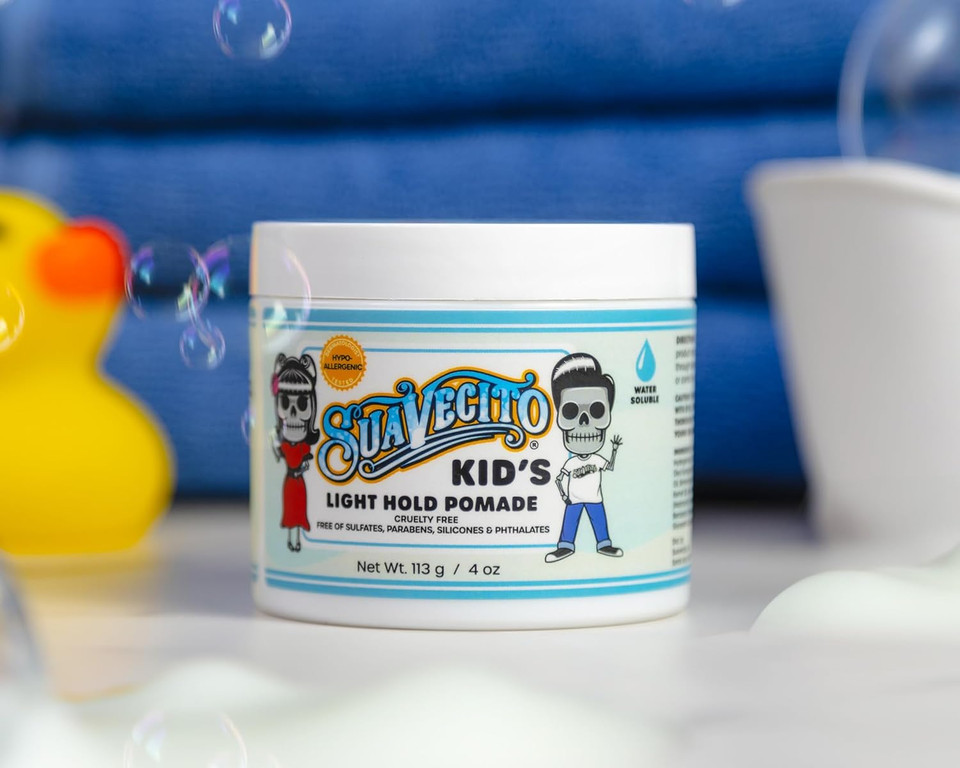 Suavecito Kid'S Pomade Calming Chamomile Scent Light Hold 4 Oz. - Water Based Flake Free Hair Gel - Dermatologist-Tested, Hypoallergenic Formula - Free Of Sulfates, Parabens, And Phthalates