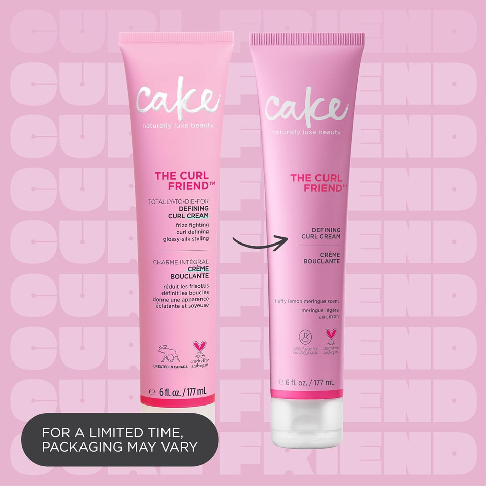 Cake Beauty Curl Defining Cream, The Curl Friend - Moisturizes And Defines Curls  For Frizz Control & Detangling - Avocado Oil, Soybean Oil & Shea Butter  For Curly Hair- 6 Fl Oz / 177 Ml
