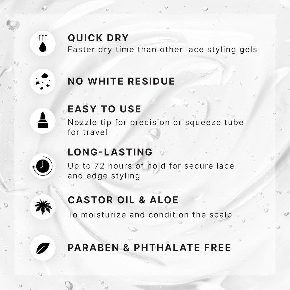 Red By Kiss Styler Fixer Lace Holding Gel, Long Lasting 72-Hr Wear, Quick-Dry Formula For Seamless Lace Application, Scalp Protection & Conditioning (Extreme Hold, 4 Fl Oz)