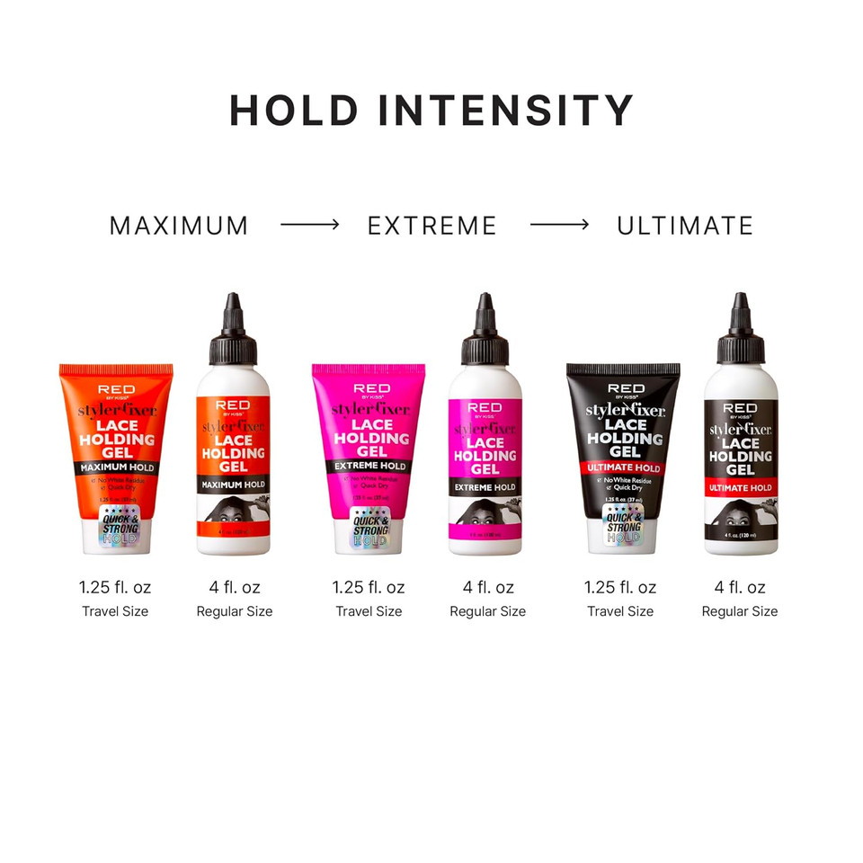 Red By Kiss Styler Fixer Lace Holding Gel, Long Lasting 72-Hr Wear, Quick-Dry Formula For Seamless Lace Application, Scalp Protection & Conditioning (Extreme Hold, 4 Fl Oz)