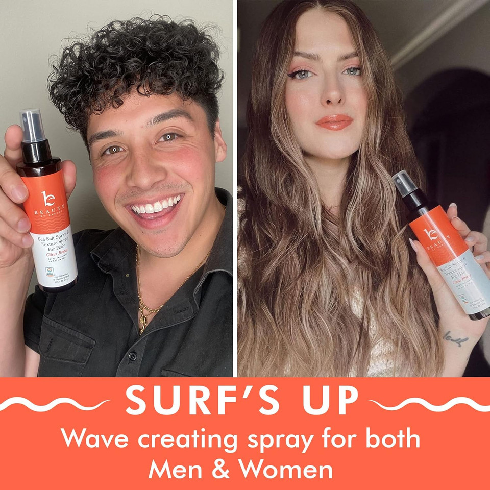 Sea Salt Spray For Textured Beach Waves & Volume - Usa Made With Organic Ingredients, Texturing And Volumizing Spray For Fine Hair For Men & Women