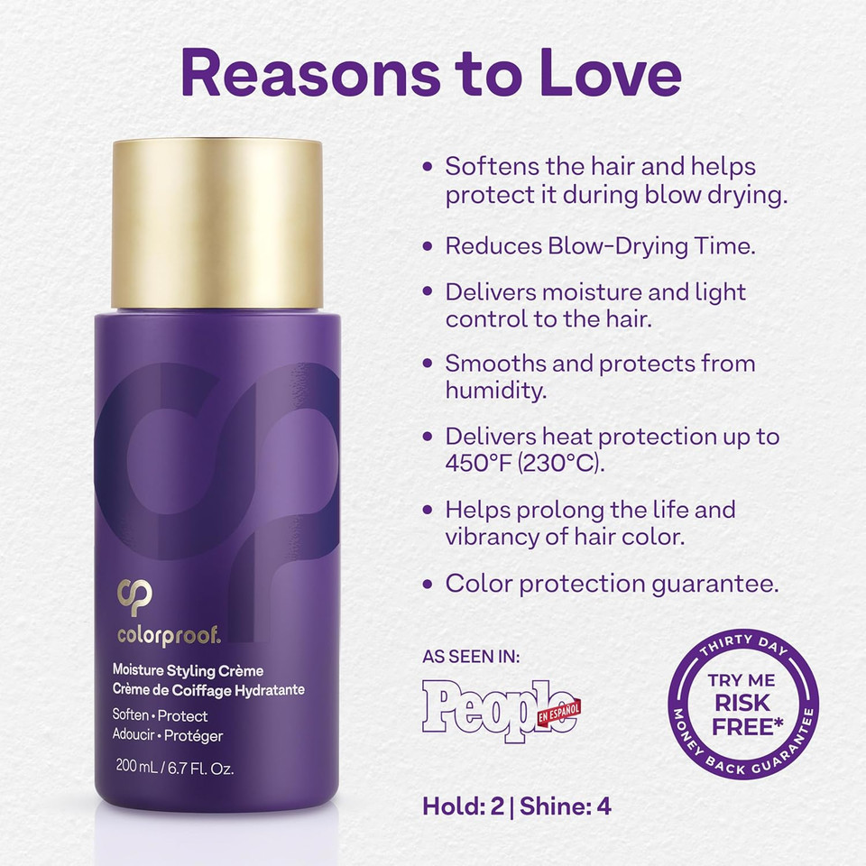Colorproof Moisture Styling Crème 6.7Fl. Oz. Leave-In Moisturizing Heat And Color Protection Cream For Smooth & Soft Finish, Gingered Amber Scent