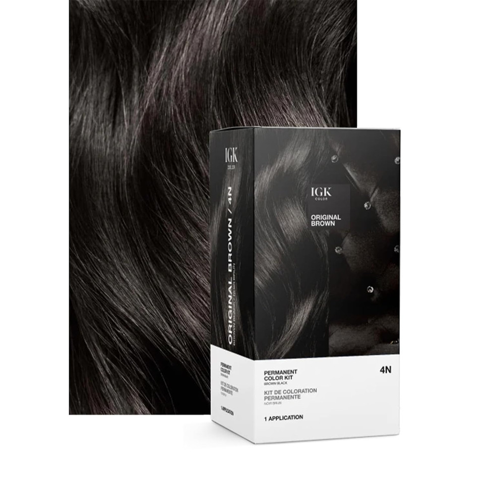 Igk Permanent Hair Color Kit | 6N But First Coffee - Light Natural Brown | 100% Gray Color Coverage + Strengthen + Shine | Ammonia Free