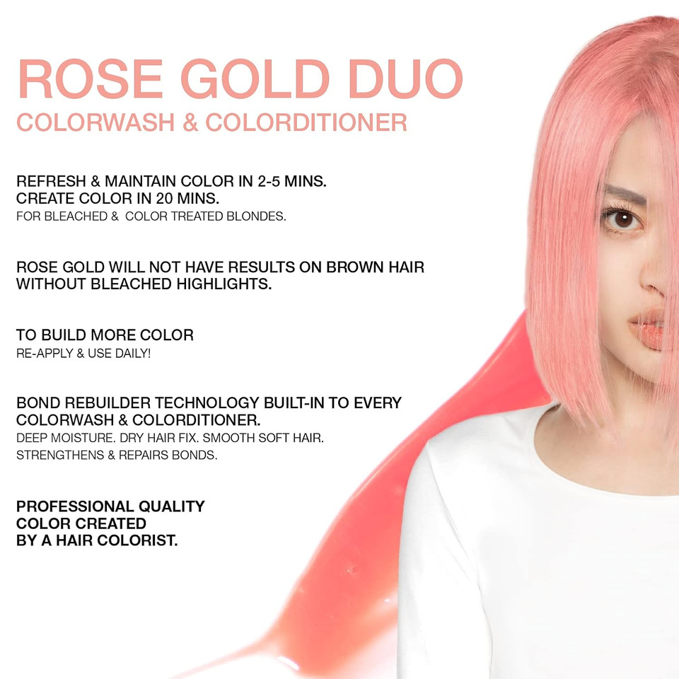 Celeb Luxury Intense Color Depositing Colorwash Shampoo + Bondfix Rebuilder, Vegan Hair Dye, Sustainably Sourced Plant Based, Semi Permanent Hair Color, Viral And Gem Lites Duos