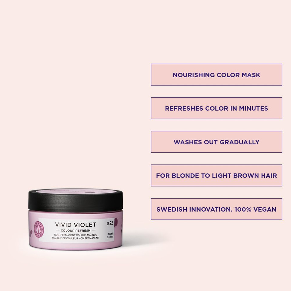 Maria Nila Colour Refresh, 3.4 Fl Oz, Hair Mask, Semi-Permanent Pigments, 100% Vegan & Sulfate/Paraben Free