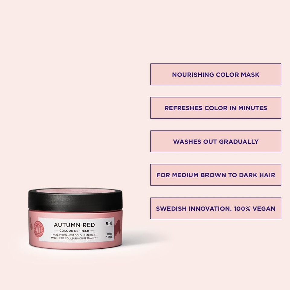 Maria Nila Colour Refresh, 3.4 Fl Oz, Hair Mask, Semi-Permanent Pigments, 100% Vegan & Sulfate/Paraben Free