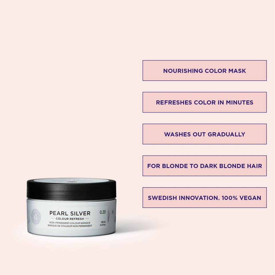 Maria Nila Colour Refresh, 3.4 Fl Oz, Hair Mask, Semi-Permanent Pigments, 100% Vegan & Sulfate/Paraben Free