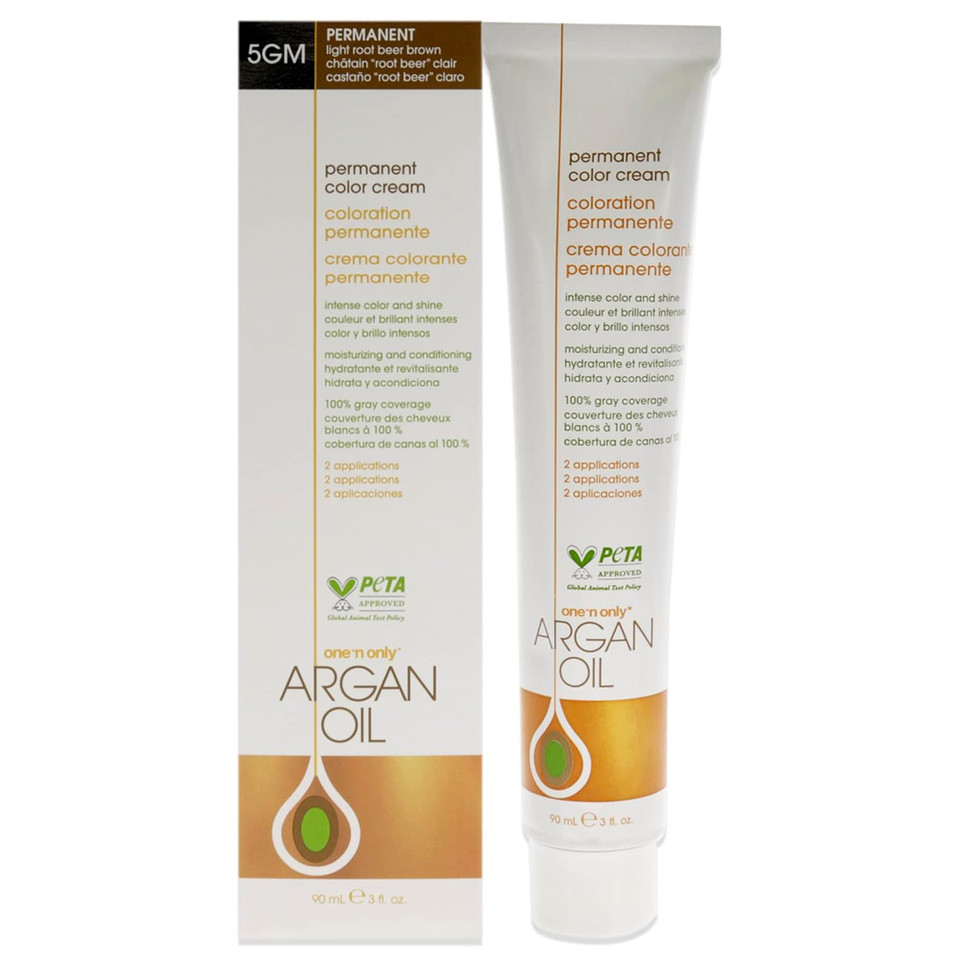 One N Only Argan Oil Permanent Color Cream - 5Gm Light Root Beer Brown Hair Color Unisex 3 Oz