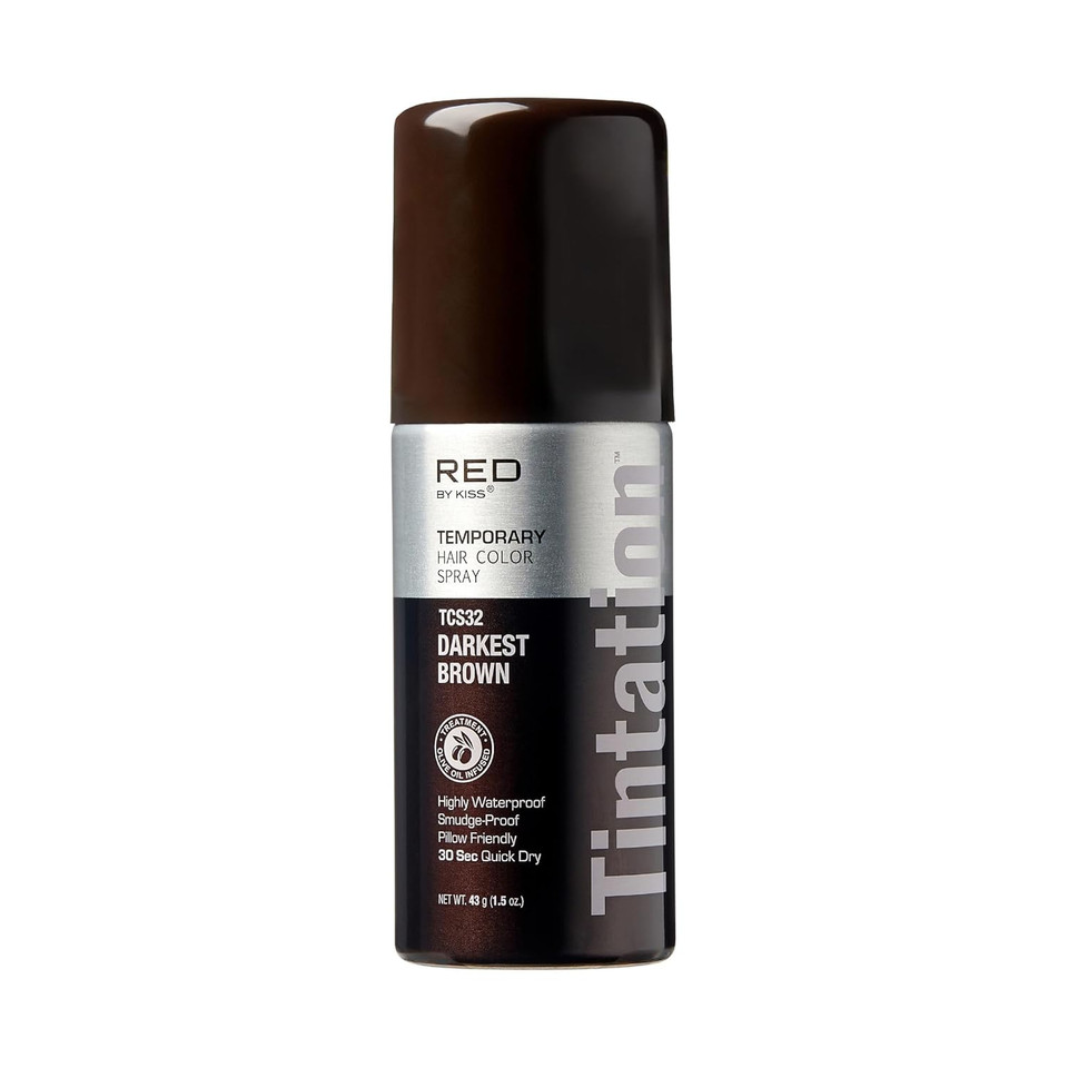 Red By Kiss Tintation Temporary Hair Color Spray, Instant Gray Root Touch Up Coverage, Water-Resistant & Smudge-Proof, Easy Wash Out, Barber & Hairline Touch-Up, Quick-Dry (Jet Black, 2.82 Oz)