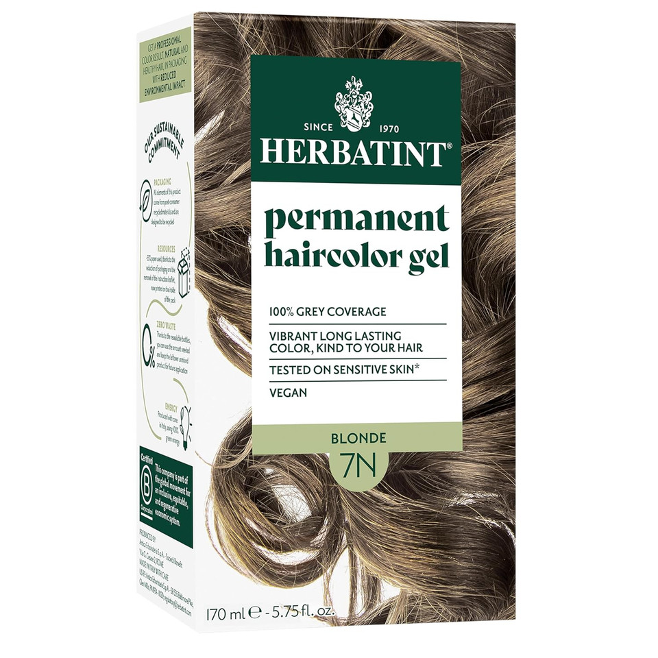 Herbatint Permanent Hair Dye For Women - 7N Blonde - For Up To 100% Gray Coverage Of Resistant Gray Hair - Ammonia-Free, Alcohol-Free & Vegan - Salon Influenced Hair Color 5.75 Fl Oz