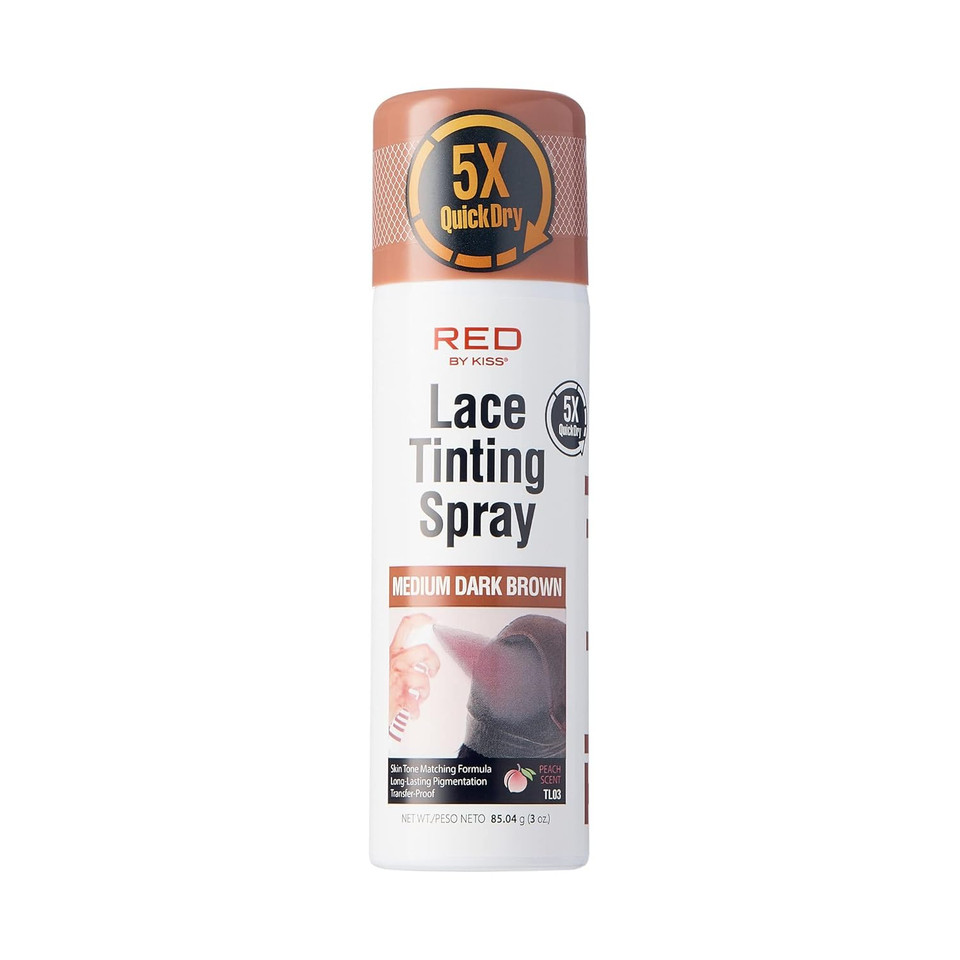 Red By Kiss Lace Tinting Spray, Quick Dry & Skin Tone Matching For Lace Wig, Transfer-Proof, No Smudging, Long Lasting, Precision Control With Pointed Nozzle, Peach Scent