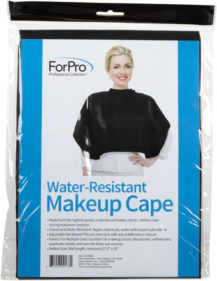 Forpro Water-Resistant Makeup Cape, Professional Mid-Length Beauty Cape With Adjustable Velcro Closure, 27.5" X 30"