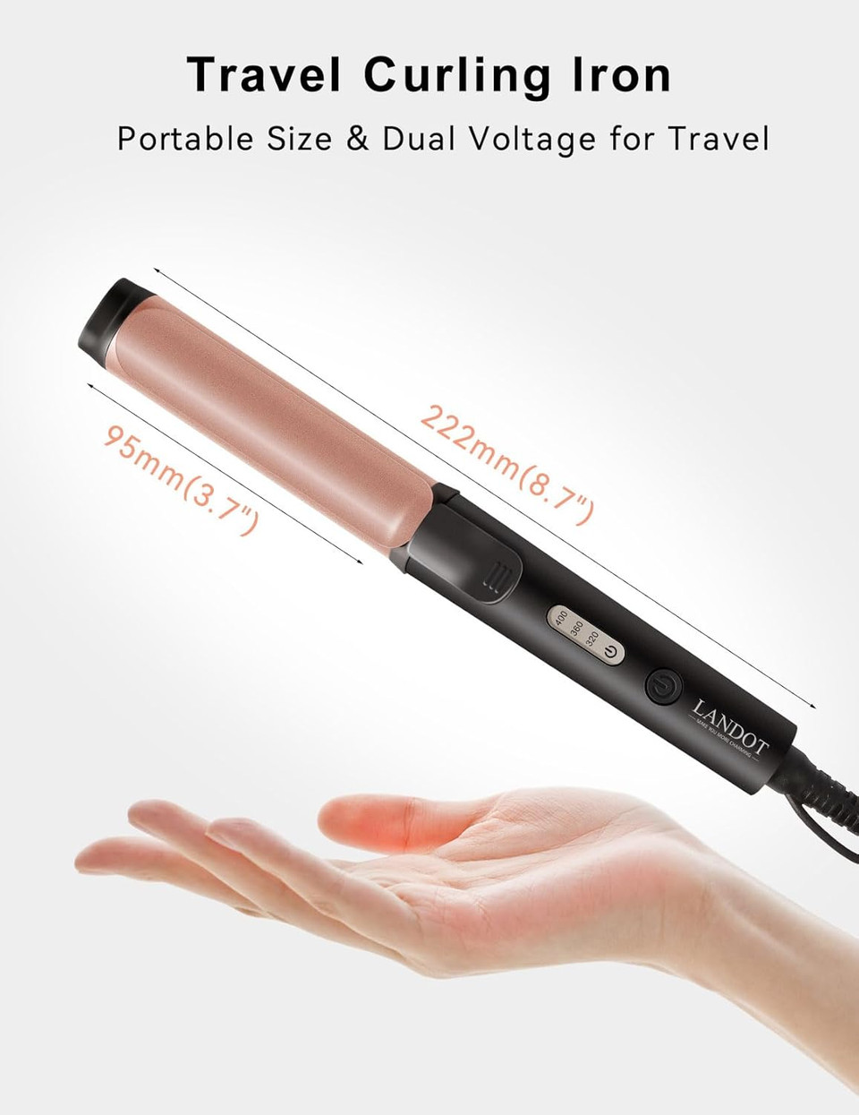 Landot Heated Round Thermal Brush: 1-1/2 Inch Curling Brush For Blowout Volumizing Look - Dual Voltage Ceramic Curling Iron Wand With Detachable Head Travel-Friendly