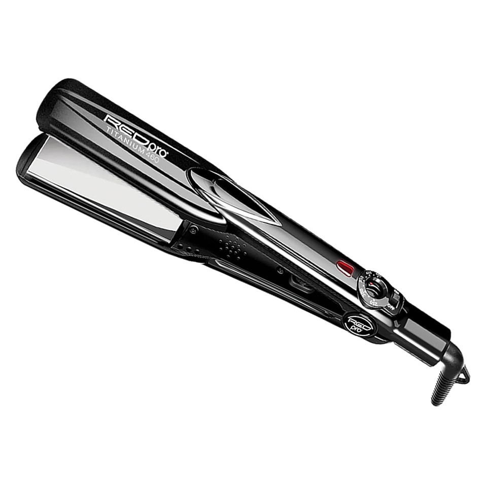 Red Pro Titanium 460 Styler Flat Iron, 1 1/2" For Silk Pressing & Keratin Treatments, Eliminates Frizz, Instant Heat, Auto Shut-Off, Heavy Duty Swivel Cord