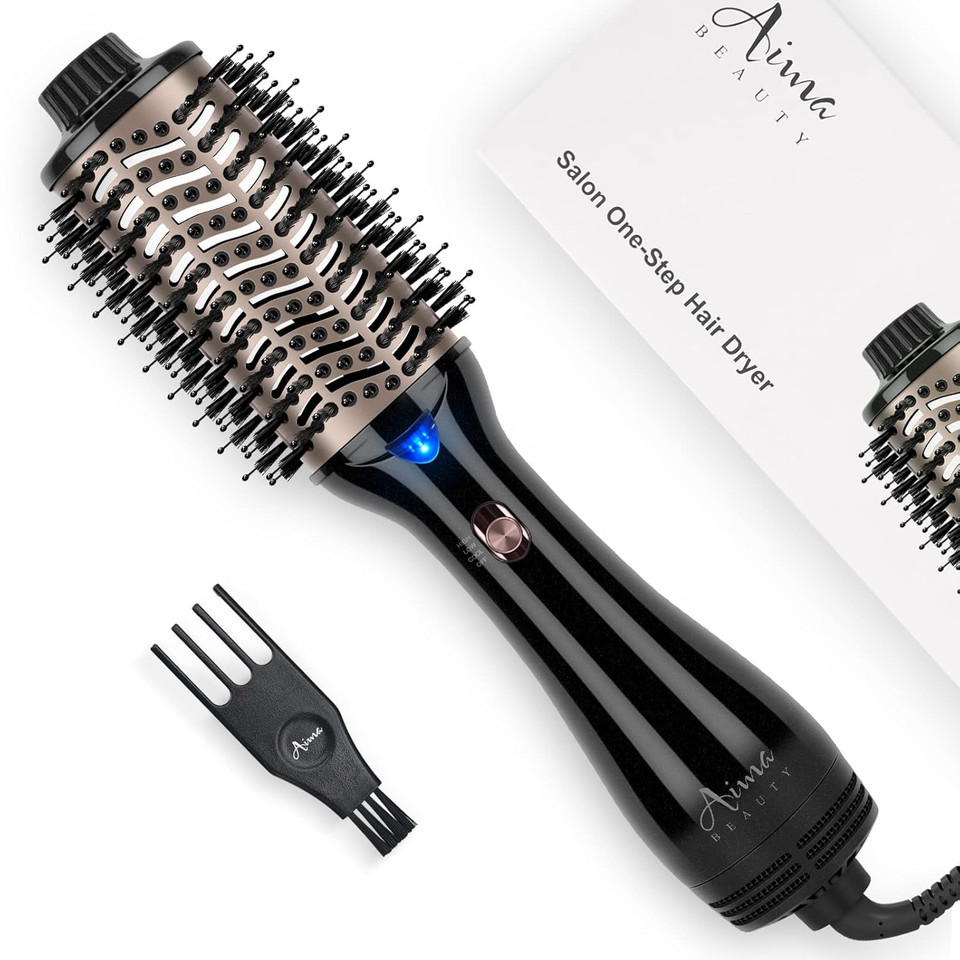 One Step Hair Dryer & Volumizing Hot Air Brush, Blow Dryer, Ceramic Straightener, Curler & Hot Comb 4 In 1 Salon Ionic Brush, Hair Styling Tools, Black One Step Hair Dryer & Volumizing Hot Air Brush, Blow Dryer, Ceramic Straightener, Curler & Hot Comb 4 In 1 Salon Ionic Brush, Hair Styling Tools, Black