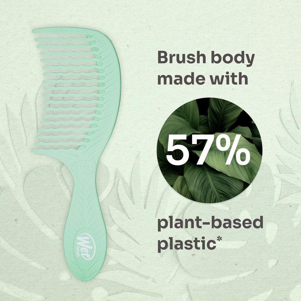 Wet Brush Go Green Tea Tree Oil Infused Treatment Comb - Wide Tooth Hair Detangler With Wavetooth Design That Gently And Glides Through Tangles - No Split Ends And No Damage