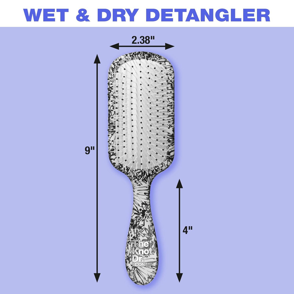 The Knot Dr. Hair Brush By Conair - Detangling Hair Brush - Removes Knots And Tangles In Wet Or Dry Hair- Hair Brushes For Women - Floral Print