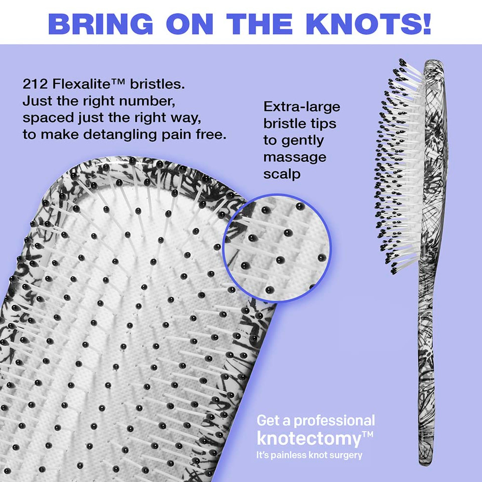 The Knot Dr. Hair Brush By Conair - Detangling Hair Brush - Removes Knots And Tangles In Wet Or Dry Hair- Hair Brushes For Women - Floral Print