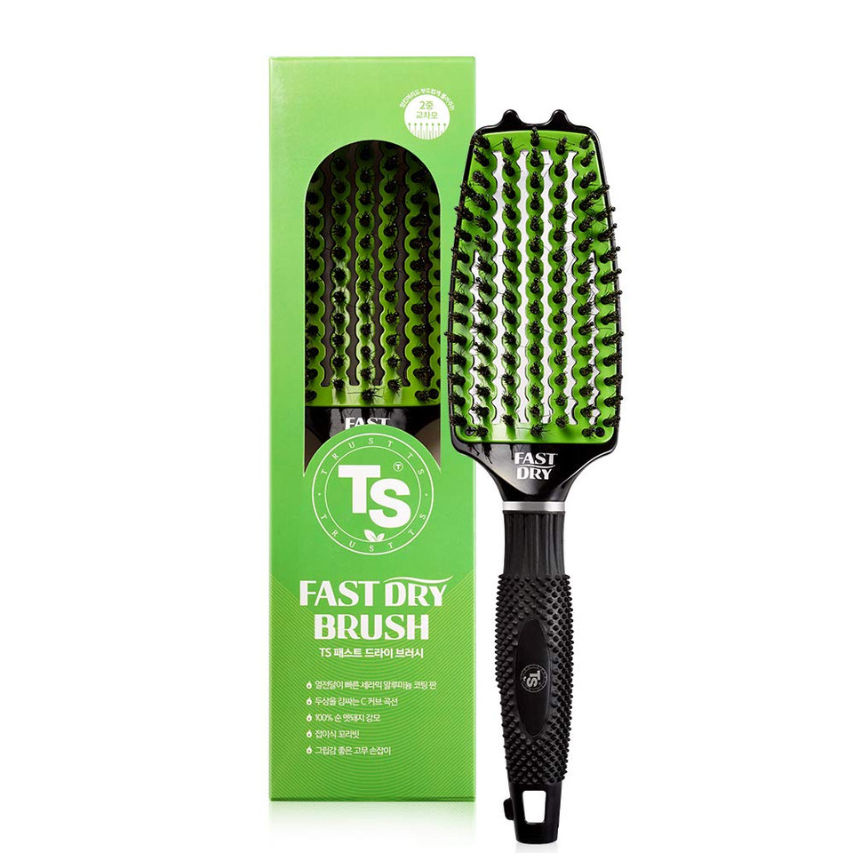Ts Fast Dry Brush | Styling & Detangle Brush For All Hair Types  For Wet Dry Straight Curly Wavy Short Long Women, Men | Boar Bristle Hair Brush For Blow-Drying & Multi-Purpose