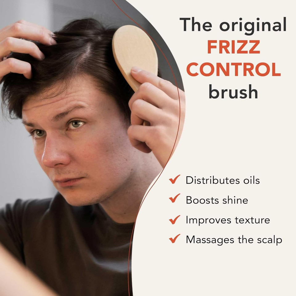 Boar Bristle Hair Brush - Smoothes & Detangles All Hair Types, Hairbrush For Women, Men & Kids, Brush For Thick Hair, Distributes Oils For Natural Shine & Stimulates Scalp