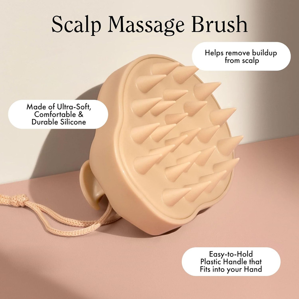 Rizos Curls Scalp Massage Brush, Remove Buildup, Stimulate Scalp Supporting Hair Health & Growth, Remove Dandruff Soothing Scalp, Comfortable Hold, Pink