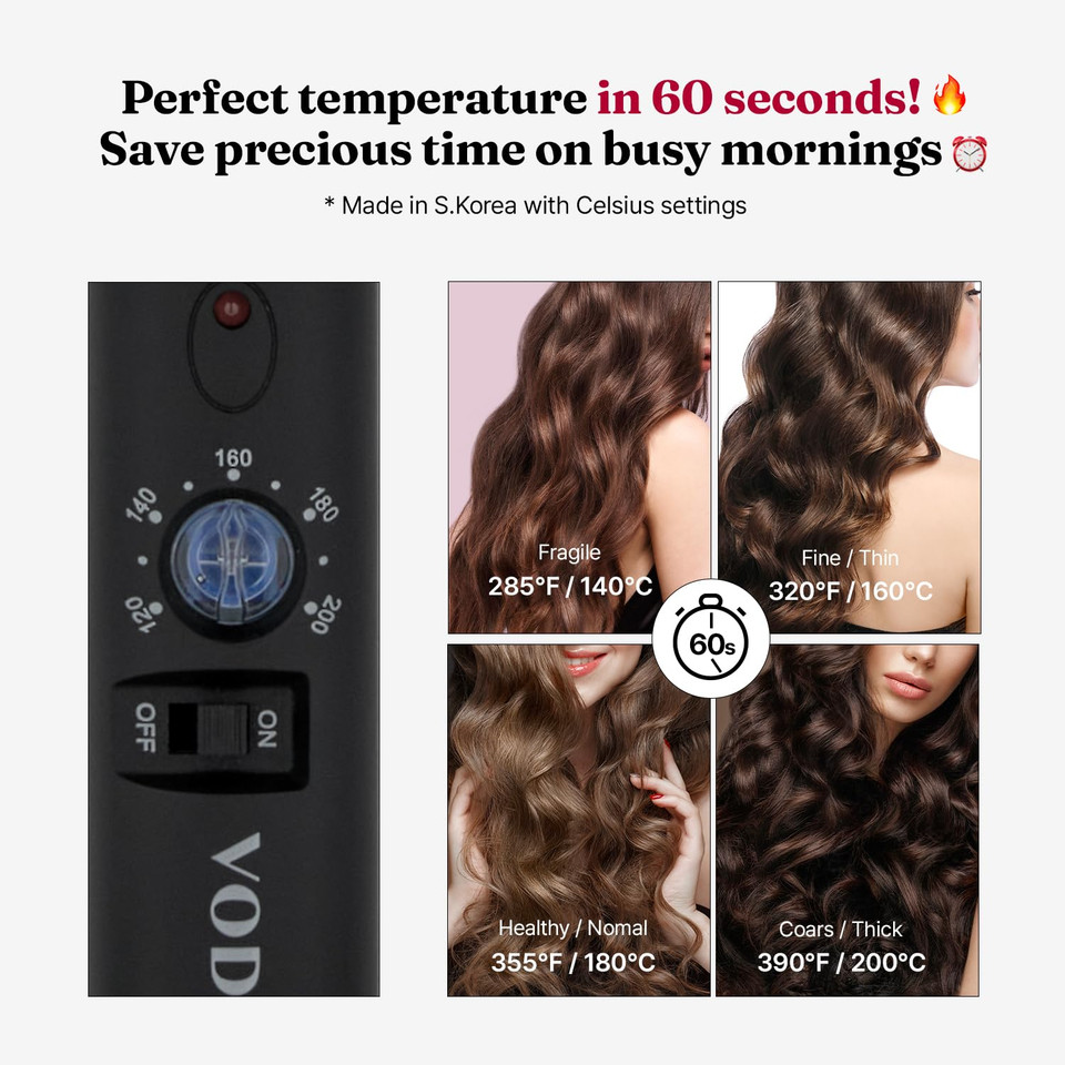 Vodana Professional Glamwave Ceramic Curling Iron, Long-Lasting Natural Curls, Instant Heat, Hair Curler, Curling Wand, Available In Usa (1.6 Inch, Black)