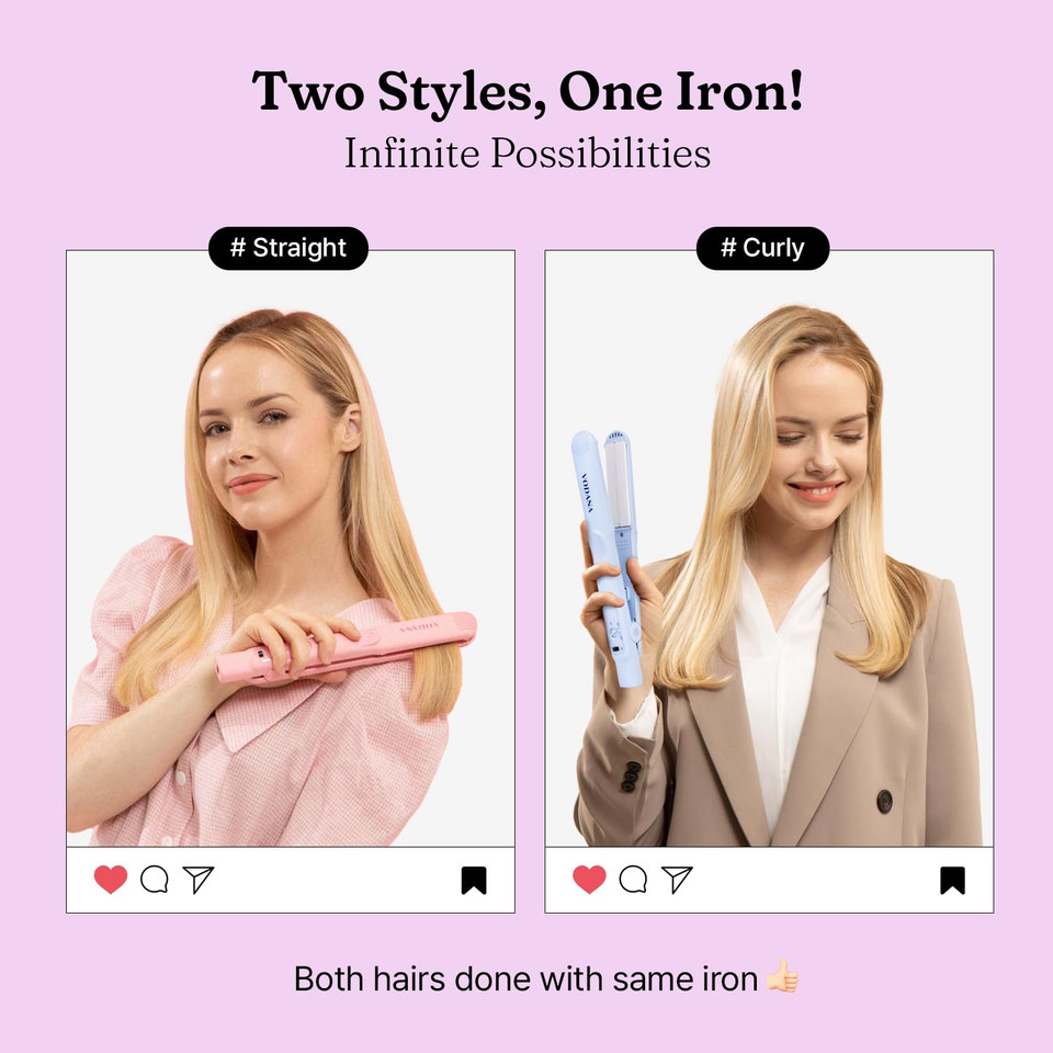 Vodana Professional Softbar Flat Iron - Ceramic Straightener With Patented Silicone Bar, Smooth & Quick Styling, Healthy Hair Solution, Dual Voltage For Worldwide Use (1 Inch, White Gray)