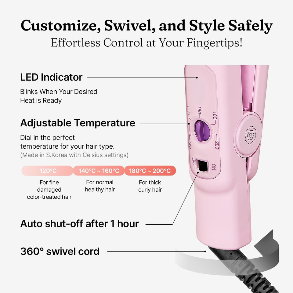 Vodana Professional Softbar Flat Iron - Ceramic Straightener With Patented Silicone Bar, Smooth & Quick Styling, Healthy Hair Solution, Dual Voltage For Worldwide Use (1 Inch, White Gray)