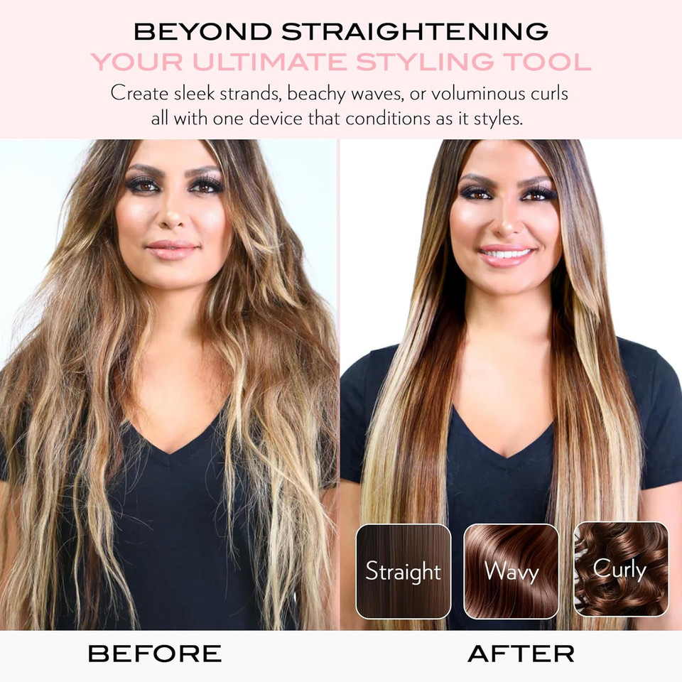 Nume Megastar Hair Straightener Tourmaline Flat Iron1 Inch Floating Plates With Negative Ion Booster, Infrared Light Strip, Ideal For All Hair Types  Ultra-Smooth And Shiny Results