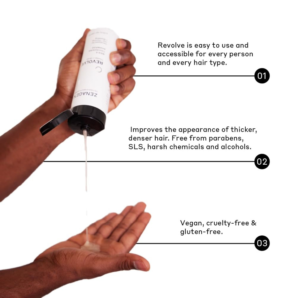 Zenagen Revolve Men'S Thickening Shampoo | Supports Appearance Of Fuller, Healthier-Looking Hair, Developed For Fine & Visibly Thinning Hair, Plant-Based, Color-Safe, 5-Minute Treatment