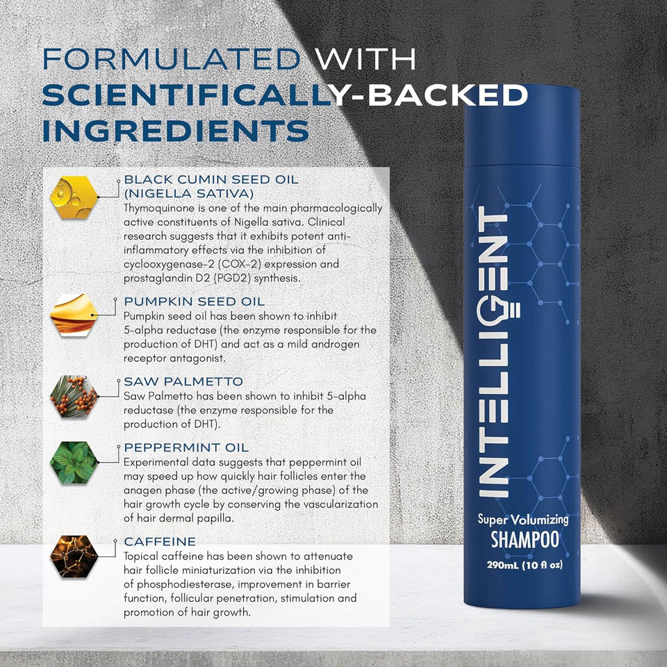 Intelligent Super Volumizing Hair Loss Shampoo - Strengthens Weakened Hair And Maximizes Volume | 10 Fl Oz (290 Ml)