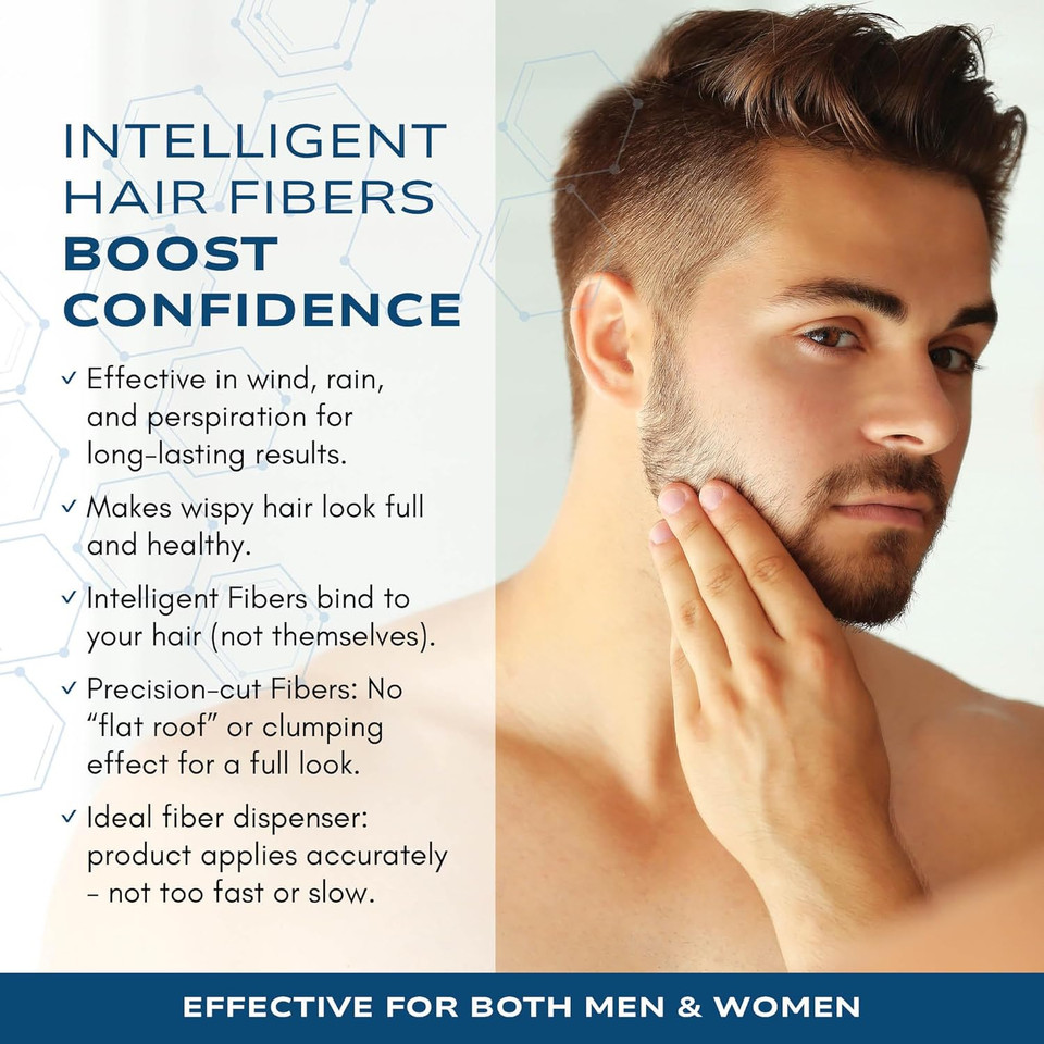 Intelligent Precision Hair-Volumizing Fibers (Dark Brown) | Undetectably Fill In Thinning Hair | 6 Shades Designed For Men Or Women | 27.5G