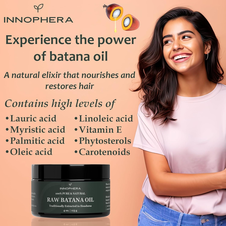 Raw Batana Oil For Hair Growth - 100% Pure & Natural From Honduras - Promotes Thicker & Softer Hair - Nourishes & Rejuvenates - 4 Oz