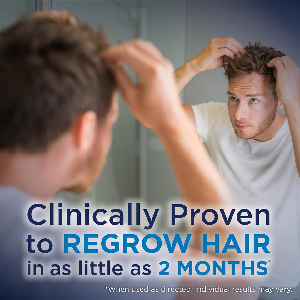 Amazon Basic Care Minoxidil Topical Solution Usp, 5 Percent, Hair Regrowth Treatment For Men, Extra Strength, 12 Fluid Ounces