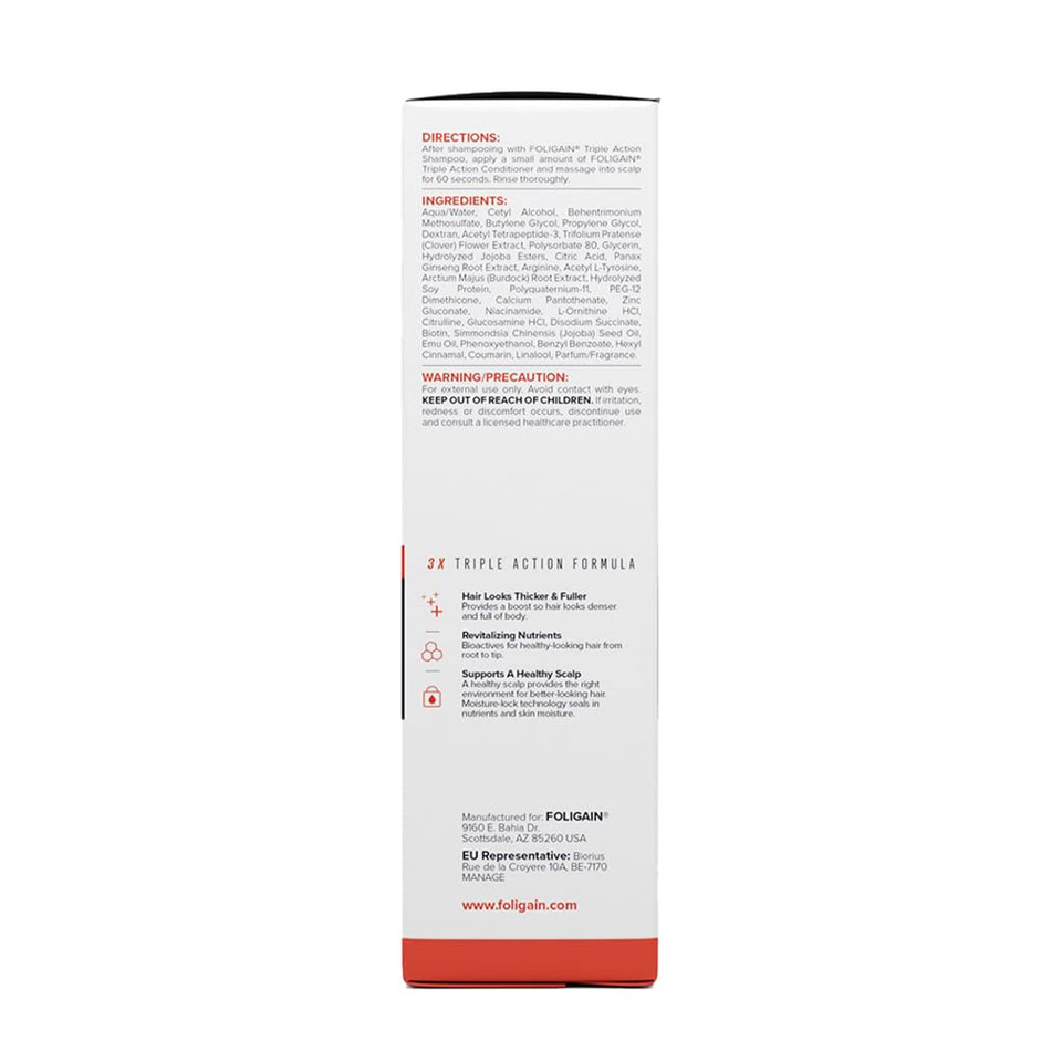 Foligain Triple Action Conditioner For Thinning Hair For Women With 2% Trioxidil | Hair Stimulating Volumizing Conditioner (16Oz) (15244)