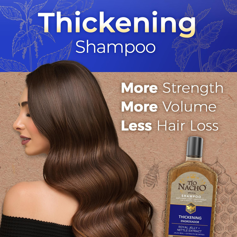 Tio Nacho Anti Hair Loss Thickening Volume Filler Shampoo With Royal Jelly & Rosemary, Volumizing & Body-Boosting Hair Care, 14 Fluid Ounces