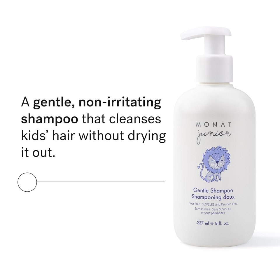 Monat Junior Gentle Shampoo And Conditioner Set  Safe, Tear-Free, Anti-Frizz, All-Natural, Sulfate- & Paraben-Free Hair Care For Kids  414 Ml. (14 Fl. Oz.)