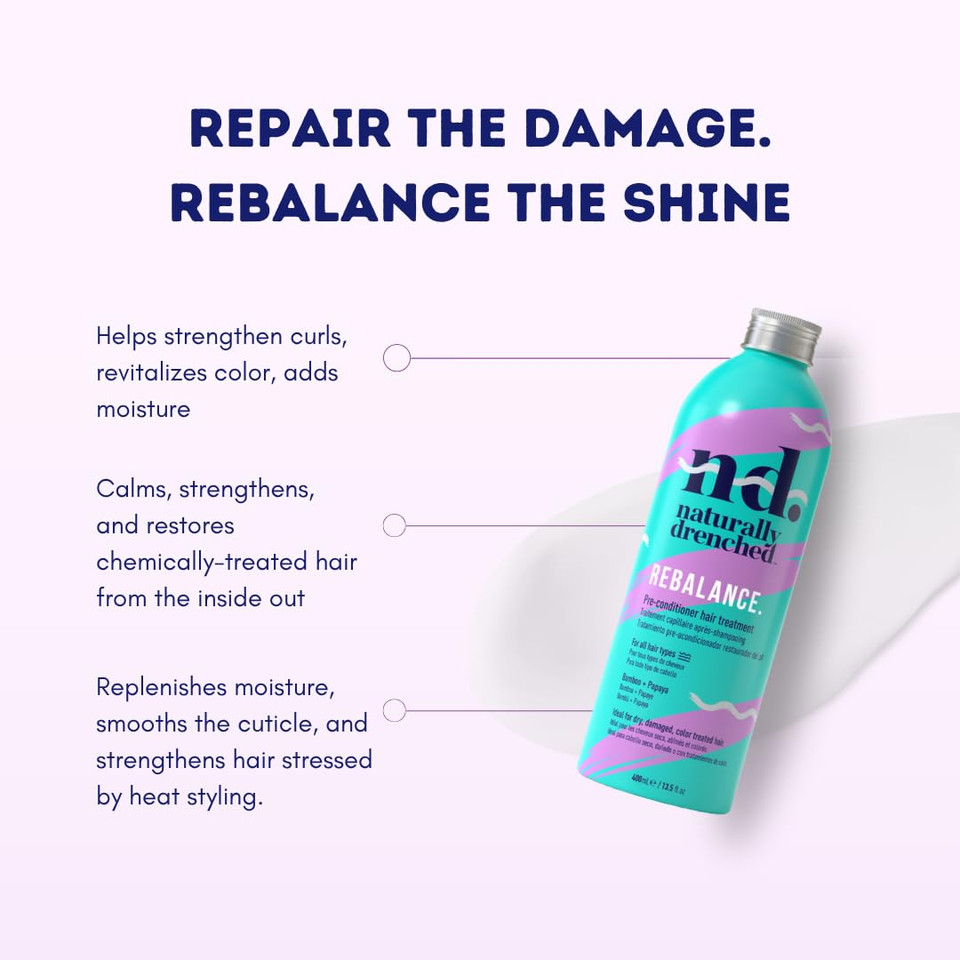 Rebalance Pre-Conditioner Hair Treatment For Dry, Damaged Or Color Treated Hair | Vegan, Phalate & Paraben-Free | 13.5 Ounces