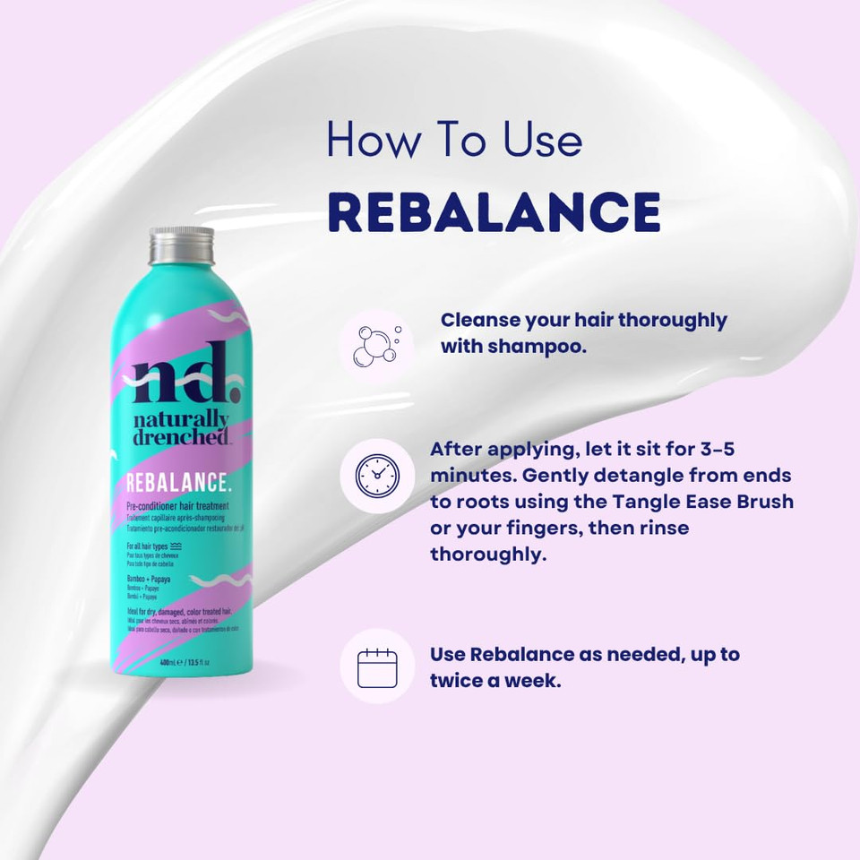 Rebalance Pre-Conditioner Hair Treatment For Dry, Damaged Or Color Treated Hair | Vegan, Phalate & Paraben-Free | 13.5 Ounces