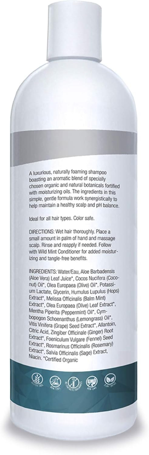 Organic Excellence Wild Mint Shampoo, Chemical And Sulfate Free, All Natural Color Safe - 16 Oz