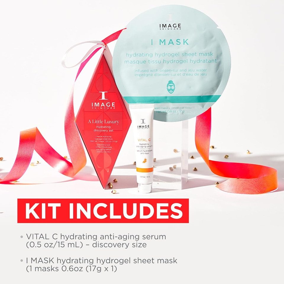 Image Skincare, A Little Luxury Hydrating Discovery Set, Includes Vital C Hydrating Anti-Aging Serum And Hydrogel Sheet Mask, Holiday Set