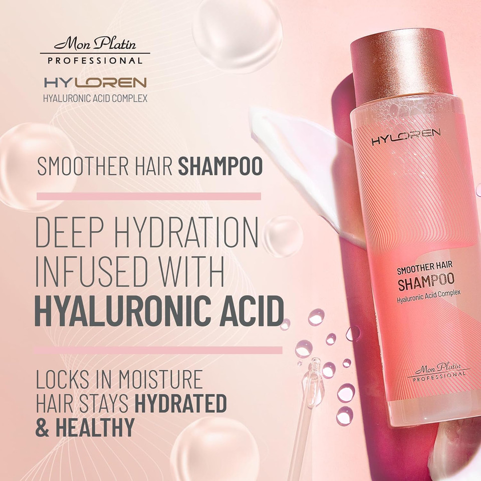 Mon Platin Professional Hy Loren Color Save Hair Shampoo With Hyaluronic Acid For Color Treated Hair, Shampoo For Damaged Hair, Sls/Sles Free, Hydrating Shampoo, To Prevent Color Fading, 500Ml