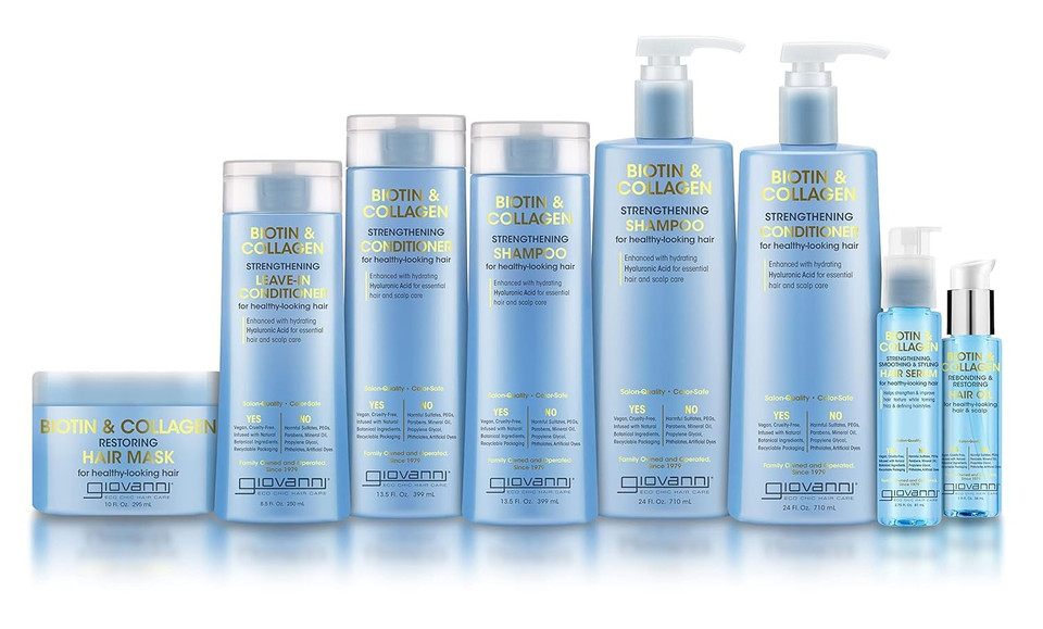 Giovanni Biotin & Collagen Conditioner - Strengthening Conditioner, Vegan, Cruelty-Free, Infused With Natural Botanical Ingredients, Salon-Quality, Color-Safe, For Healthy-Looking Hair - 24 Oz