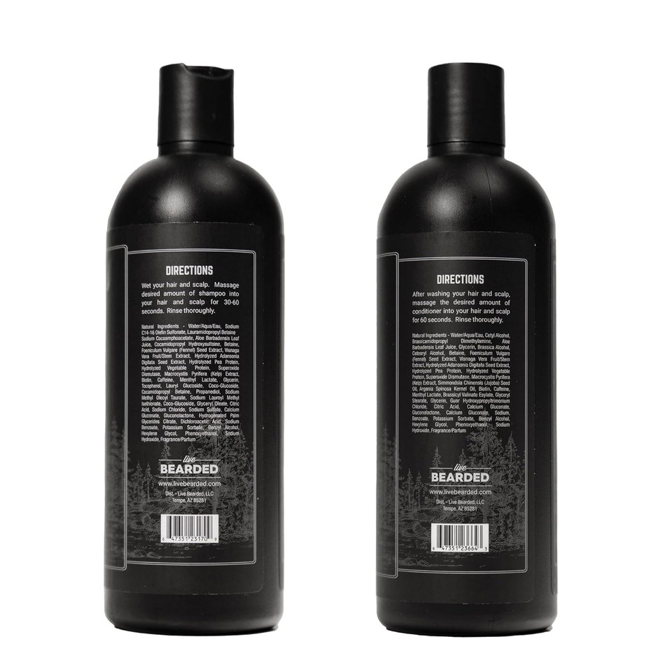 Live Bearded All-Natural Shampoo And Conditioner For Men - Promotes Hair Growth - Strengthening, Deep Conditioning, Moisturizing | Canyon Scent - Juniper, Cypress, Fir Needle