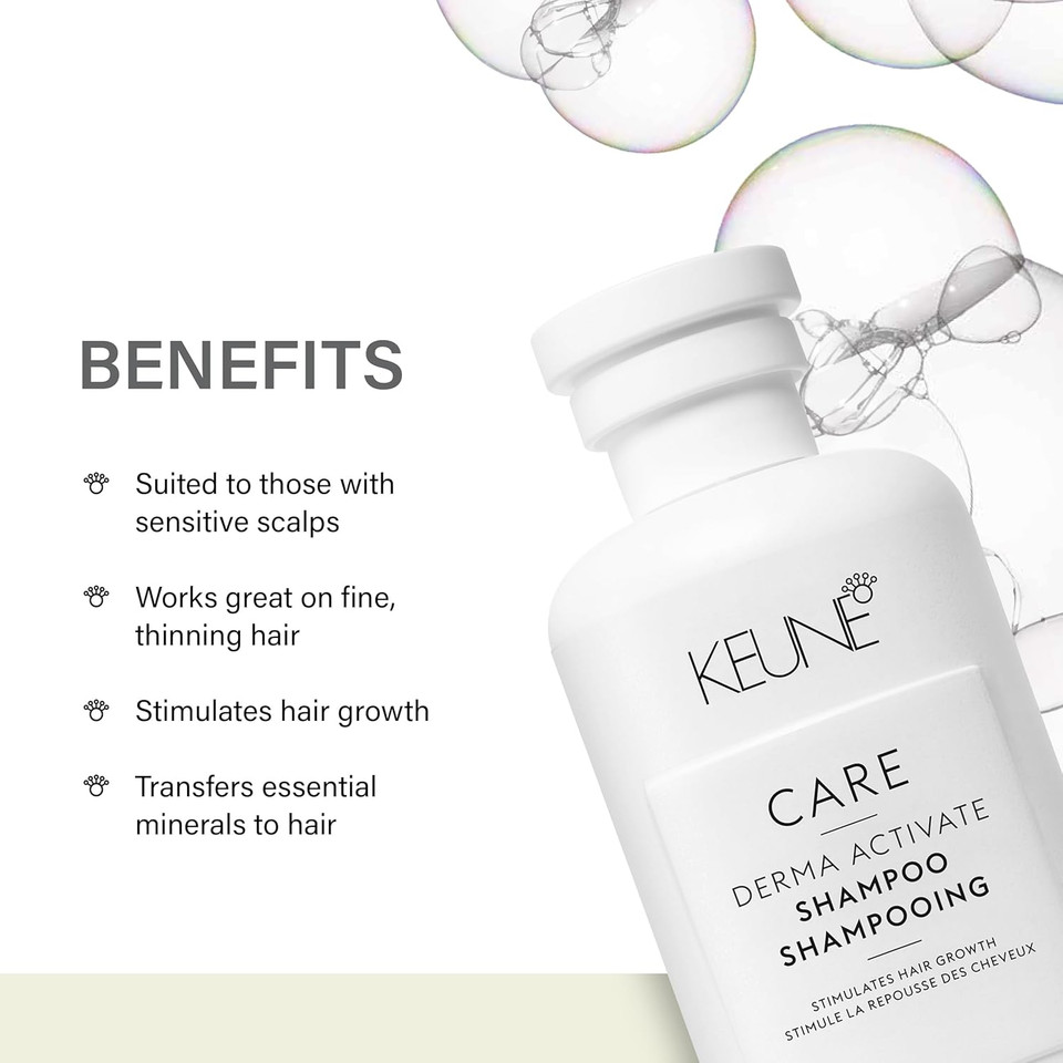 Keune Care Derma Activate Shampoo, Anti-Hair Loss & Volumizing Cleanser For Thinning Hair, 10.1 Fl Oz