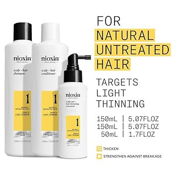Nioxin Scalp + Hair Thickening System Kits | For Natural, Colored, & Damaged Hair With Light To Progressed Thinning | Strengthen & Boost Hair Density With Niacinamide & Biotin | 1 Month Supply