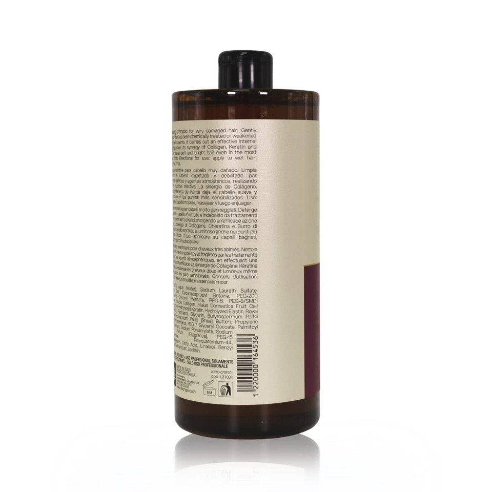 Emergency Reconstruction Shampoo For Very Damaged Hair With Collagen, Keratin, And Shea Butter - Nourishing And Restructuring Shampoo, 1000Ml / 33.8 Oz