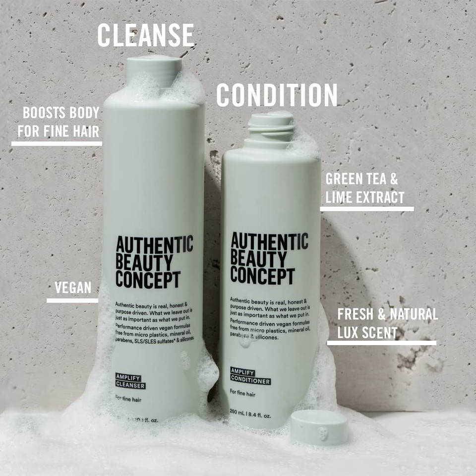 Authentic Beauty Concept Amplify Conditioner | Fine Hair | Increases Body & Volume | Vegan & Cruelty-Free | Silicone-Free