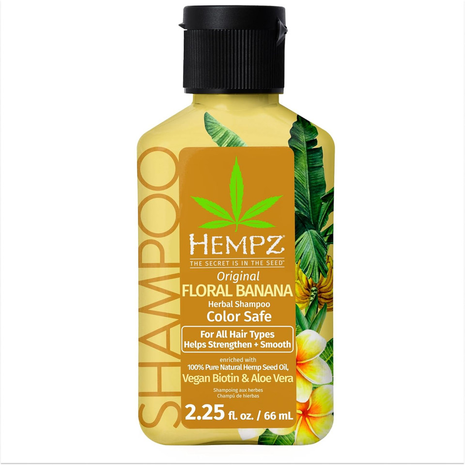 Hempz Biotin Hair Shampoo - Original Floral & Banana - For All Hair Types To Help Growth & Strengthening Damage - Travel Size 2.25 Fl Oz